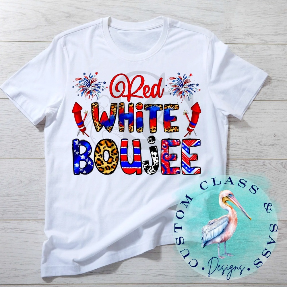 NEW Red White & Boujee Tee, Various Sizes